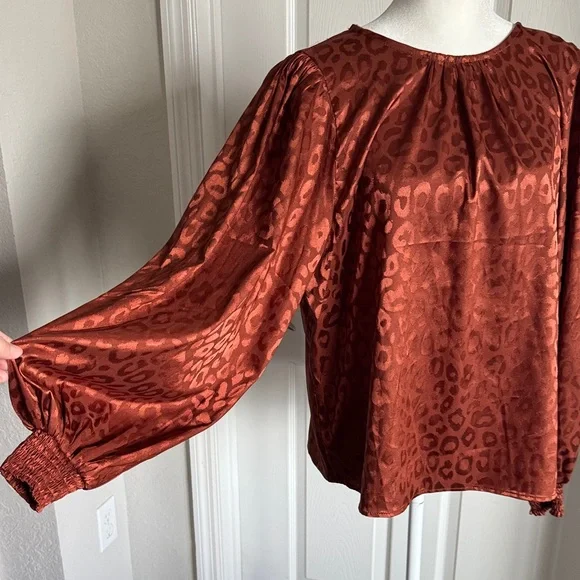 Jealous Tomato Rust Animal Print Blouse - Picture 3 of 14